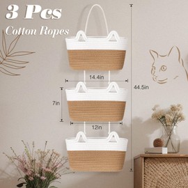 Zopeal Baby Diaper Caddy Organizer Woven Cotton Basket 3 Tier over the Door Hanging Storage Nursery Bag List, Newborn Essentials(Khaki,Innovative)