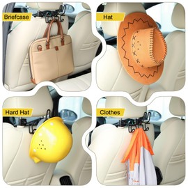 Enhon Hard Hat Holder for Truck, Car Holder Organizer with 3 Hooks for Safety Helmet, Caps, Jacket, Tool Bag, Hard hat Accessories for Men and Women(Black,1 Pcs)