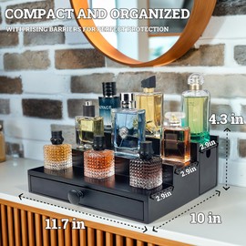 Classic Wooden Cologne Organizer for Men 3 Tier Black | High Grade Velvet Lining and Stylish Gift Box | Uncluttered Design Perfume Display Stand Gift Idea | SELUM