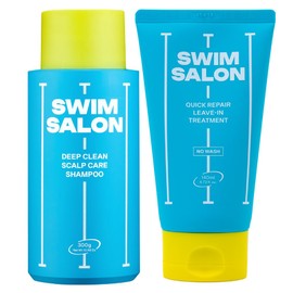 SWIM SALON Chlorine Removal Shampoo & Leave-In Treatment Set for Swimmers | Vitamin C Removes Chlorine | Restores & Strengthens Hair After Every Swim | Sulfate-Free (300g + 140ml)
