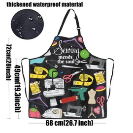 PXTIDY Sewing Sew Craft Apron Tailoring Gift Sewing Mends The Soul Adjustable Apron with Pockets Gifts for Sew Lovers