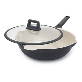 GreenLife Arte 5.1QT All in One Multi-Purpose Deep Skillet, Healthy Ceramic Nonstick, Induction Suitable, Non Toxic PFAS & PFOA-Free, Sear, Fry, Boil, Stay Cool Handles, Dishwasher Safe, Graphite