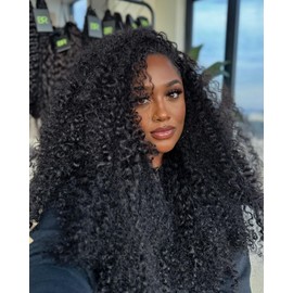 OQ HAIR Glueless Wigs Human Hair Pre Plucked Pre Cut HD Lace 7x5 Kinky Curly 180% Density Deep Curly Lace Front Wig Human Hair Pre Plucked For Beginners 3 Second To Wear 26 Inch