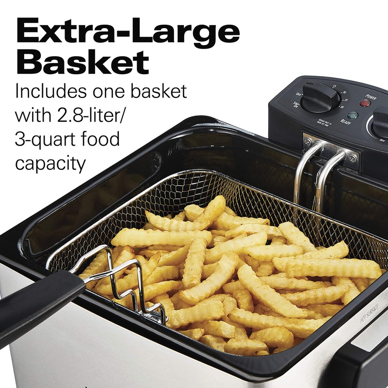 Hamilton Beach Electric Deep Fryer with Basket and Lid, 4.5