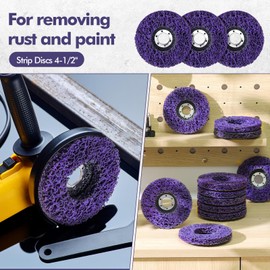 Landhoow 12 Pack Strip Discs Rust Remover Wheel 4-1/2'' x 7/8'' Stripping Wheel Paint Disc Abrasive for Rust Oxidation Welds Metal and Wood Angle Grinder (Purple)