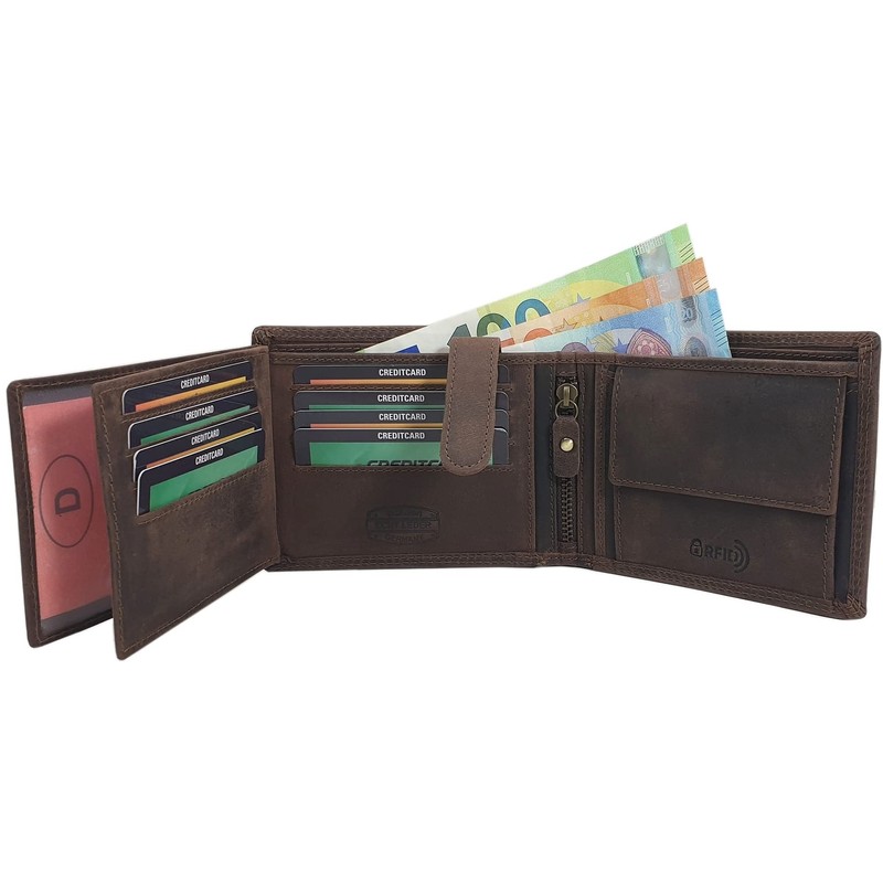 myledershop Buffalo Full Leather Horizontal Wallet RFID & NFC Protection