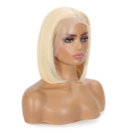 613 Blonde Bob Wig Human Hair 13X4 HD Lace Front Wigs Human Hair Glueless Wigs Human Hair Pre Plucked Pre Cut Short Bob Wigs for Women180% Density 14 Inch Blonde Short Bob Wig