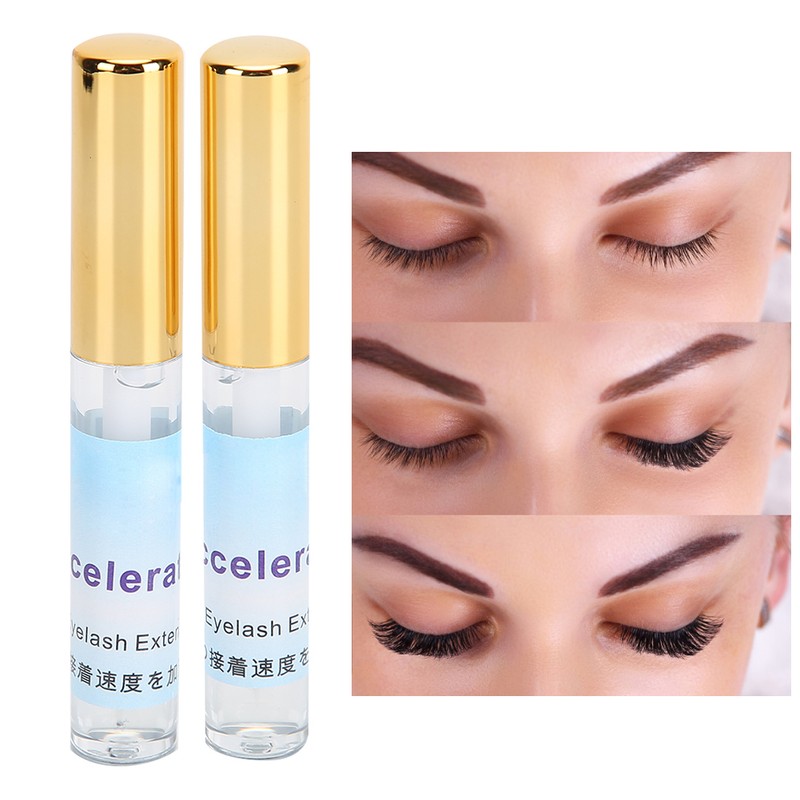 2 Bottles Eyelash Extension Accelerator Waterproof LongLasting Adhesive Quick Dry
