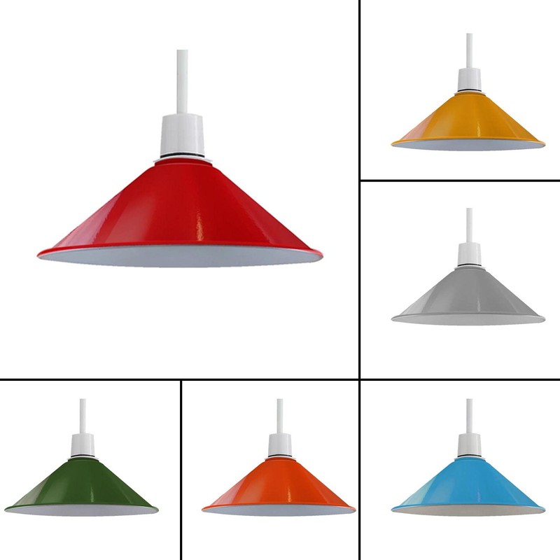 Vintage Retro Light Shade, Metal Cone Lampshade, Easy Fit Industrial
