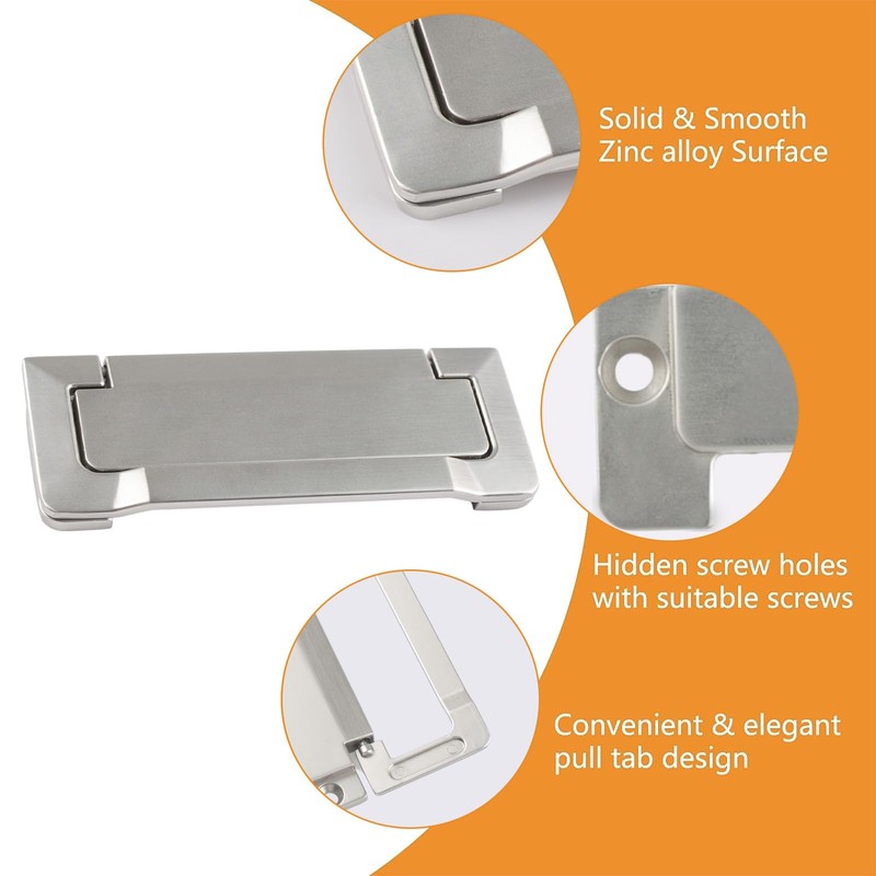 MOROBOR 4Pcs Nickel Pocket Doors Drawer Handle Flush Ring Pull,