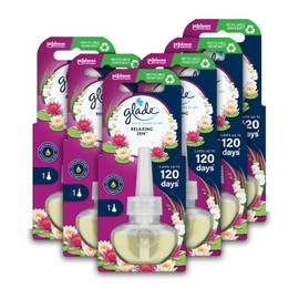 Glade Plug in Air Freshener Refill, Electric Scented Oil Room Air Freshener, Relaxing Zen, 6 Refills (6 x 20ml)
