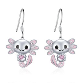 Axolotl Earrings 925 Sterling Silver Axolotl Dangle Earrings Cute Animal Jewelry Gift for Women Daughter