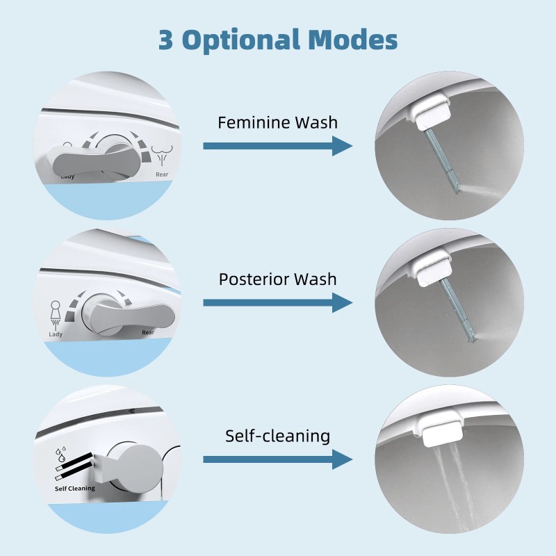 Hibbent Non-Electric Elongated Bidet Toilet Seat Slow Close Bidet Attachment
