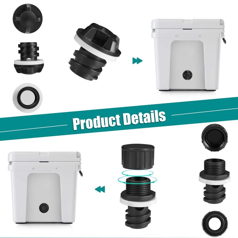 WADEO Drain Plug Hose Connection Compatible with YETI Tundra Cooler