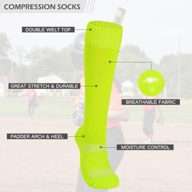 American Trends Softball Socks for Youth Girls & Adult Baseball Softball Socks Athletic Football Socks with Stitchs Youth Girls Yellow M