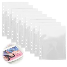 MEXRUMI Pack of 10 Binder Pockets PVC 6-Hole Folder A5 Waterproof Plastic Binder Pockets Polypropylene Punched Pockets for Protection of Paper Documents