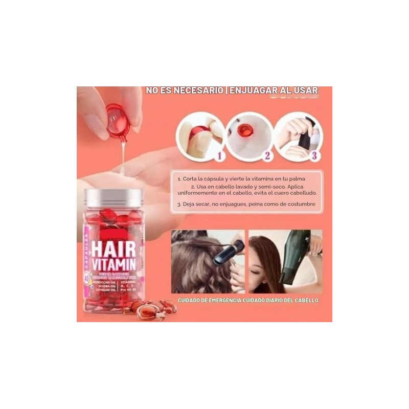 Cápsulas de Aceite para el Cabello con Argán, Macadamia y