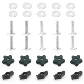 Bikykose 10 Pack T Track Knob Kit, 10pcs 1-1/2" T-Track Bolts, 5pcs Star Knob Kit 5pcs T-Knobs with 10pcs Washers, T Track Accessories for Woodworking Jigs and Fixtures