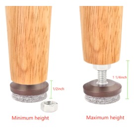 Furniture Levelers- Adjustable Felt-Bottomed Pads for Table, Chair, and Furniture Legs-Pack of 24 with Lock Nuts, Metal T-nut-1/4-20 Threaded Furniture Glides- - Leveling feet(24)