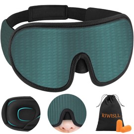 RIWISLL Sleep Mask, Super Soft Eye Mask for Sleeping, Upgraded 100% Blockout Light Sleep Masks for Women with Adjustable Strap, 3D Contoured Cup Eye Covers for Sleeping, Green