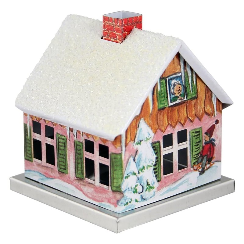KNOX 078510W Metal Incense House-Winter Motif-5" H x 2.5" W