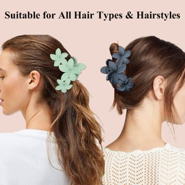 WHAVEL 8PCS Flower Claw Clips Plumeria Hair Clip for Women Hawaiian Accessories for Thick Hair Beach Spring Summer, Matte, Strong Hold