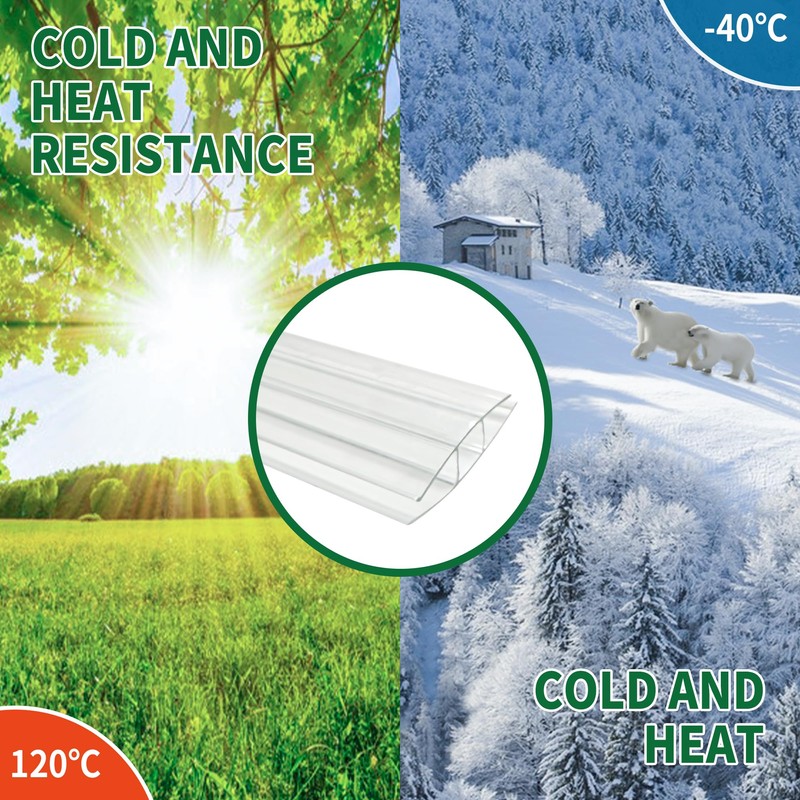 XISOCO 10 PCS Polycarbonate Greenhouse H-Clip Connectors 4ft Length, Fits
