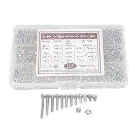 Juego de Arandelas de Tuerca de Tornillo M3, Kit Surtido de Tornillos Hexagonales de Tamaño Estándar Antideslizantes Resistentes a la Oxidación para Apretar y Reparar