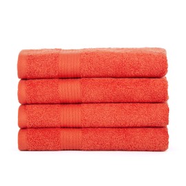 Hand Towel by Ample Decor- 100% Cotton – Combed – 600 GSM – Absorbent – Quick Dry – Premium Quality – Combed – Made to Last – Multiple Colors – Pack of 4 – Orange