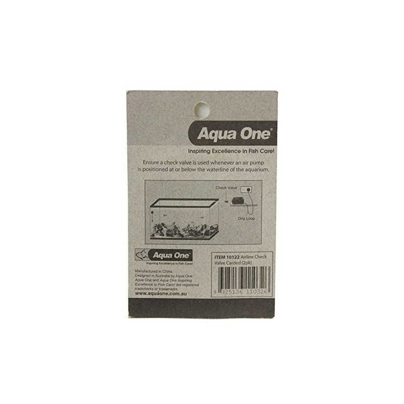 Aqua One Airline Check Valve/Non-Return Valve (2pk) for Aquarium Air