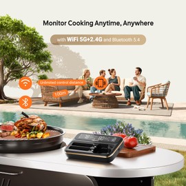 Inkbird INT-12-BW Meat Thermometer Wireless Grill Thermometer Bluetooth 5.4 and WiFi 5G & 2.4G, IP67 Waterproof Oven Thermometer for Oven, Grill, Smoker, Rotisserie Airfryer Oven