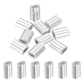uxcell 1/16" 1.5mm Aluminum Crimping Loop Sleeve Double Ferrule for Wire Rope Cable Line End, Silver 10pcs