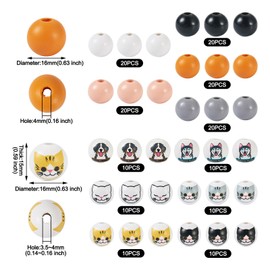 Boutigem 160Pcs 16mm Animal Wooden Beads Pet Cat Puppy Printed Round Spacer Beads Farmhouse Garland Beads for DIY Bracelet Lanyard Keychain Jewelry Making Home Party Decor