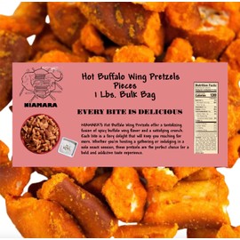 Hot Buffalo Pretzel Pieces by Niamara - Crunchy Snack Bites, 1 Lb. Bulk Bag - Gourmet Savory Flavor"