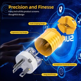 20 Amp 220V Plugs Electrical Male Plugs Extension Cord Ends Drop Cord Caps Replacement NEMA 6-20P 240 Volt AC Connectors Yellow ETL Listed 10-Pack