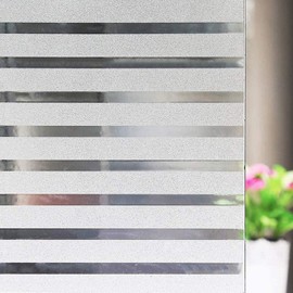 Niviy White Lines Decorative Window Film Office Glass Window Film Frosted Window Cling for Window Decor Vinyl Cling 11.8" by 78.7" 1 Roll