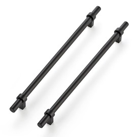 Ravinte 10 Pack 12-5/8 Inch Cabinet Pulls Matte Black Kitchen Cabinet Hardware Cupboard Handles with Square Base 12-5/8" Length,10" Hole Center