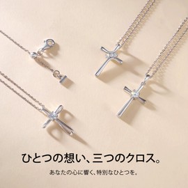 KRKC & CO Moissanite Cross Necklace, Women's Crucifix Pendant Necklace, 925 Silver, Hypoallergenic, Ribbon Motif, Hypoallergenic, Chain Adjustable, Gift Box, Gift, Popular for Women, Sterling Silver