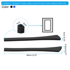 PATIKIL Glasses End Tips, 5 Pairs Eyeglass Anti Slip Ear Sock Pieces Tube Sleeve Silicone for Rectangle Thin Metal Eyeglass Temple Style 2, Black Blue