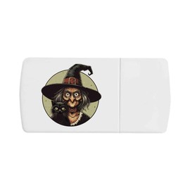 'Witch with Black Cat' Pill Box with Tablet Splitter (PI00030917)