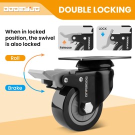 2.5-inch Heavy Duty Caster Wheels Set of 4, Rubber Swivel Casters with Brake, High Load Capacity 710LBS (320KG) for Furniture, Workbench, Rolling Carts, Cabinets, and Coffee Tables