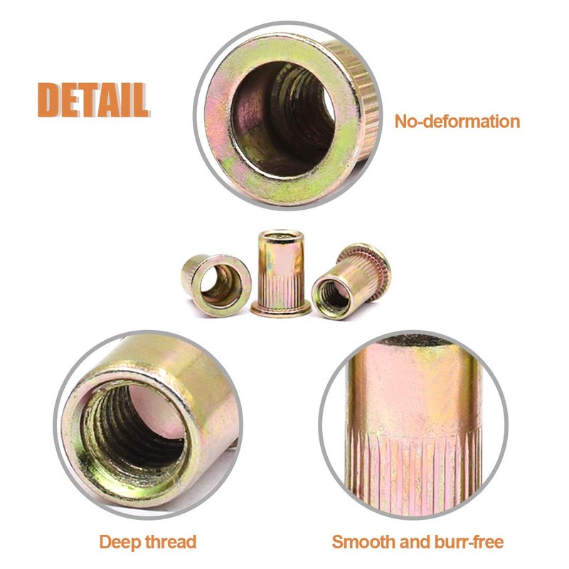 Keadic 150Pcs M4 Rivet Nuts Metric Zinc Plated Rivet Nut