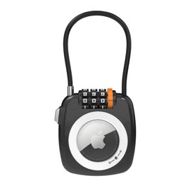 UP Security AirTag Secure Holder with Wire Cable - Anti-Theft 3-Digit Combination Lock - Durable Protective Case for Luggage - Small Luggage Locks (Black)