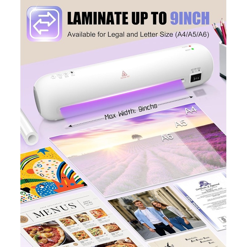 A4 Laminator Machine,9 Inch Small Laminating Machine,Thermal Laminator Dual Hot