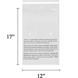 EcoSwift - 12” X 17” (10 Count) Self Seal Clear Poly Bags with Suffocation Warning for Packaging, Shipping - Permanent Adhesive