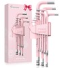COLFULINE 9 PCS PINK Allen Key Set, Long Ball End
