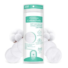 100 Count Cotton Wool Round Pads,Cotton Wool Pads,Makeup Remover Pa-Ds,Cot-Ton Rounds,Disposable,Soft&Gentle Absorbent Cosmetic Pa-Ds For Face Nails Makeup Removal&Skincare Manicure,For Sensitive Skin