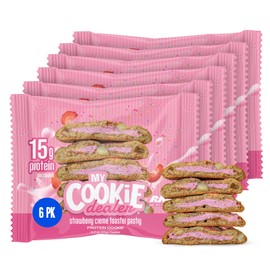 My Cookie Dealer Protein Cookies, Strawberry Creme (2.2oz, Pack of 6) - 15g Protein per Cookie - Individually Wrapped Workout Snacks for On-The-Go Travel
