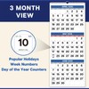 Dunwell 3-Month Wall Calendar 2025-2026 (Blue), Large Monthly Hanging Calendar