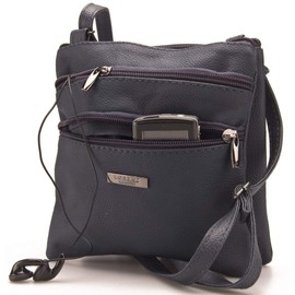 Lorenz Ladies Small Genuine Soft Leather Cross Body / Shoulder Bag (1) # 1941 - Navy